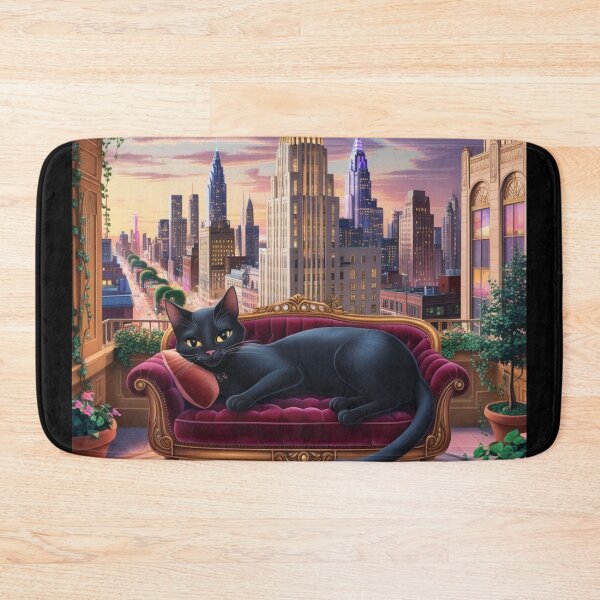 Item preview, Urban Rooftop Bliss with Black Cat designed and sold by VibeTwist.