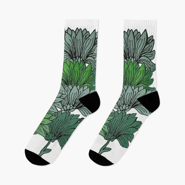 Item preview, Green flower botanical pattern designed and sold by LynseysArtShop.