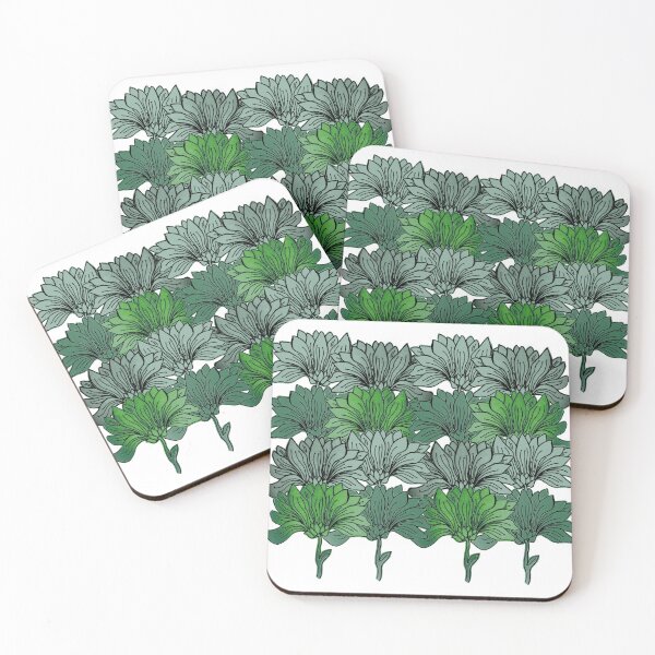Item preview, Green flower botanical pattern designed and sold by LynseysArtShop.