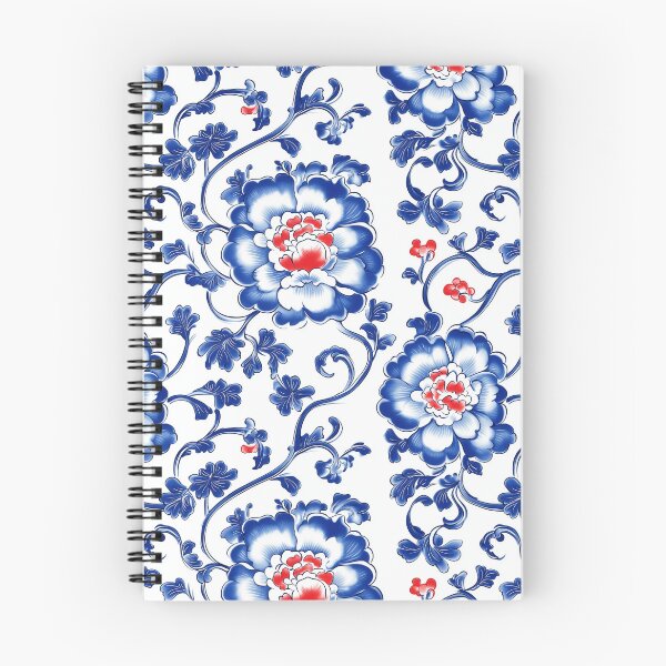 Item preview, Blue Flower Floral Design with Red Accents - Inspired by Jingdezhen Porcelain designed and sold by Raul Divaine.