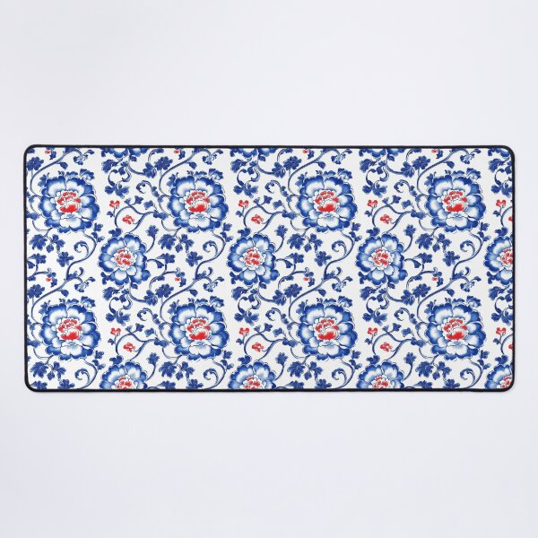 Item preview, Blue Flower Floral Design with Red Accents - Inspired by Jingdezhen Porcelain designed and sold by Raul Divaine.