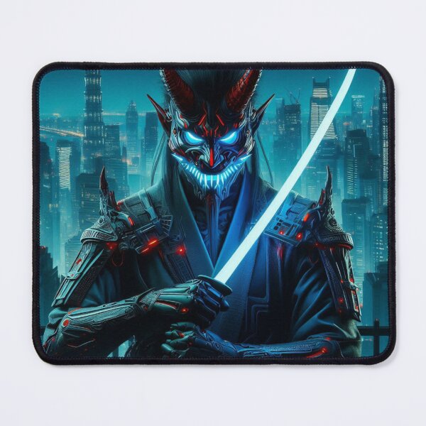 Item preview, Cybernetic Demon Warrior in Futuristic Metropolis designed and sold by ZenOfAIarts.