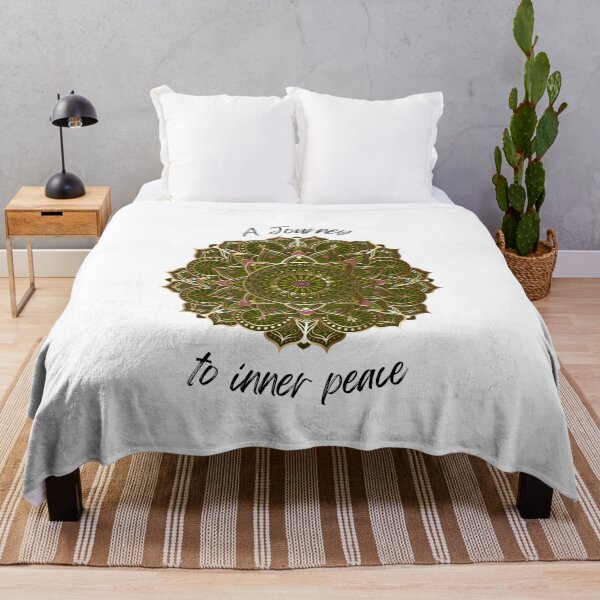 Item preview, A Journey To Inner Peace - Gold and Green Geometric Mandala designed and sold by FreeStyleTrend.
