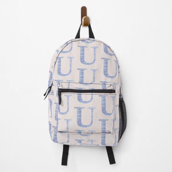 Item preview, Letter U Blue Watercolor Stripes Monogram Initial designed and sold by theartofvikki.
