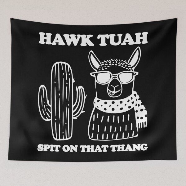 Item preview, Hawk Tuah llama spit on that thang white design designed and sold by EmeraldeaArt.
