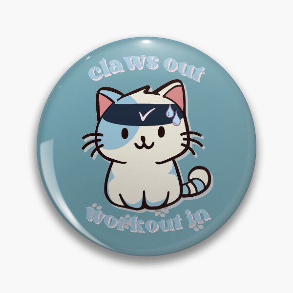 Item preview, cute gym white and blue cat with text claws out workout in and hes sweating designed and sold by cherrytheory.