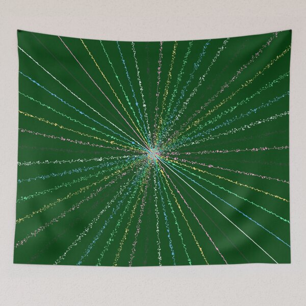 Item preview, Colorful Rainbow Ripple Sun Rays Burst Forest Green designed and sold by EvergreenMotifs.