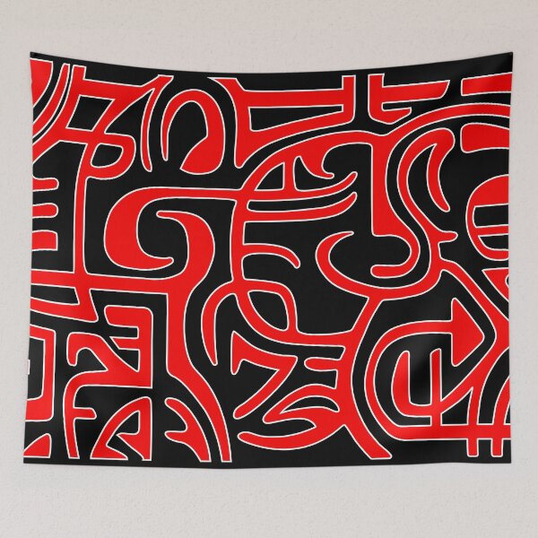 Item preview, THE WATCHER. LANDSCAPE LINEART STUDY. RED,WHITE,BLACK. designed and sold by 5hertz.