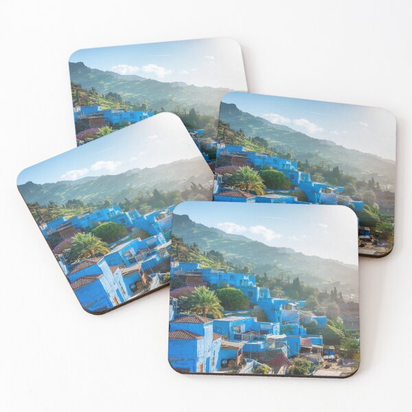 Item preview, Blue Hillside Oasis: Chefchaouen Meets Mediterranean Charm designed and sold by ARTNOVO.