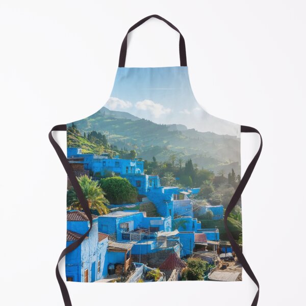 Item preview, Blue Hillside Oasis: Chefchaouen Meets Mediterranean Charm designed and sold by ARTNOVO.