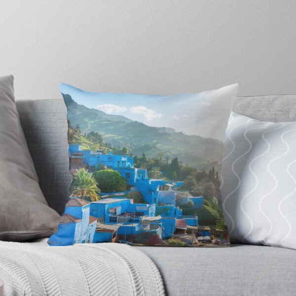 Item preview, Blue Hillside Oasis: Chefchaouen Meets Mediterranean Charm designed and sold by ARTNOVO.