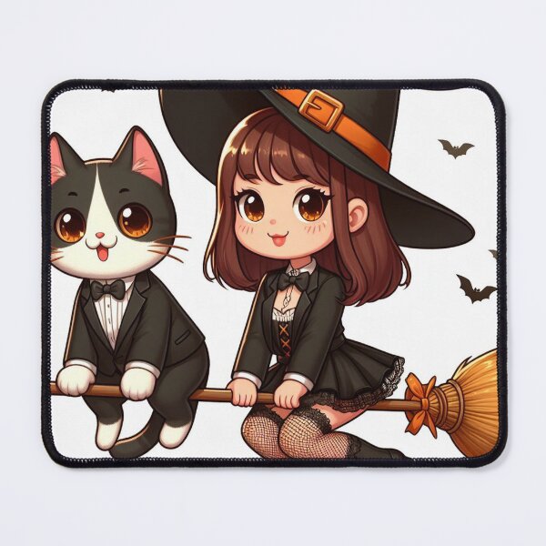 Item preview, AI Witch on Broom with Tuxedo Cat 0903 designed and sold by Aqualung1971.
