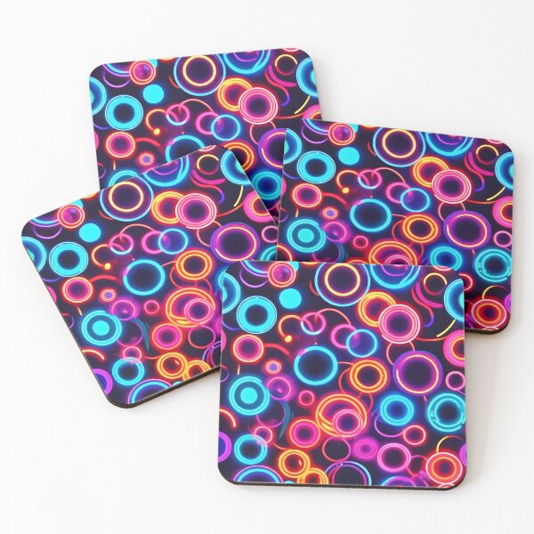 Item preview, Neon Circles: A Vibrant Visual Feast designed and sold by Health And Fitness Posts e-Store.