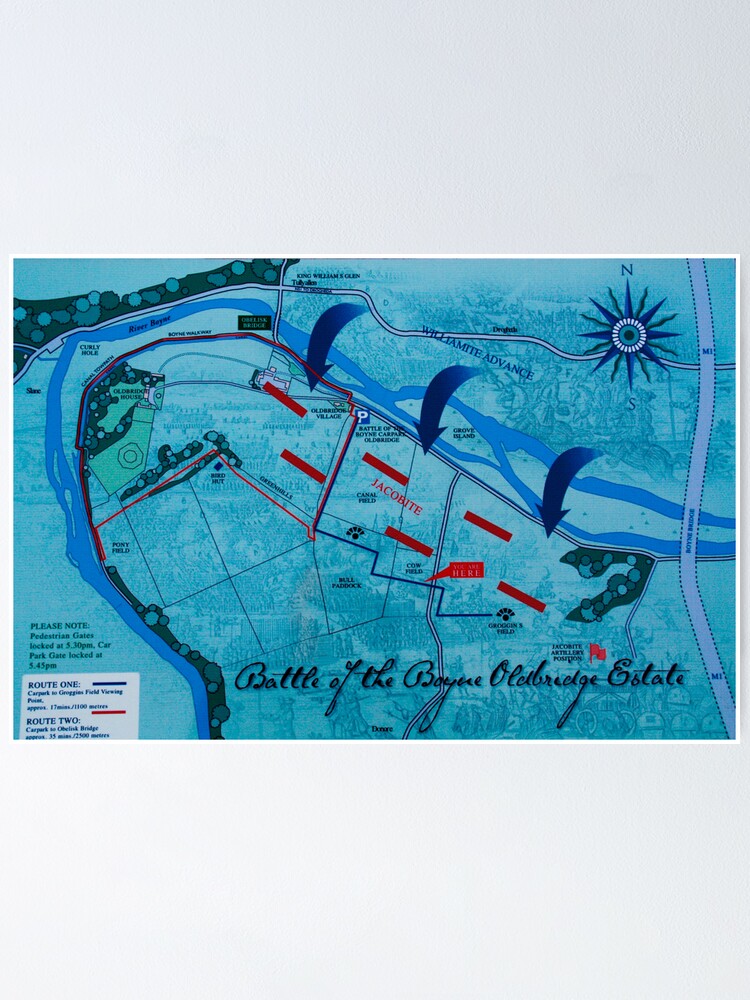 Map Of The Battle Of The Boyne Poster By Finobub Redbubble