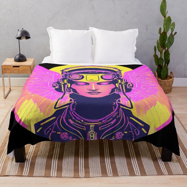 Item preview, Neon-Glowing Cyberpunk Angel T-Shirt - Futuristic Hip God with Electric Halo Art D9 designed and sold by pixelandcrafted.