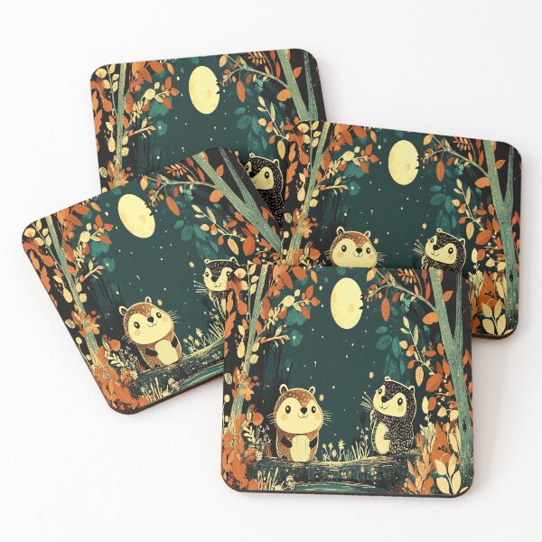 Item preview, Cute Beavers in an autumn forest next to a stream they have dammed designed and sold by BeatnikBuddha.