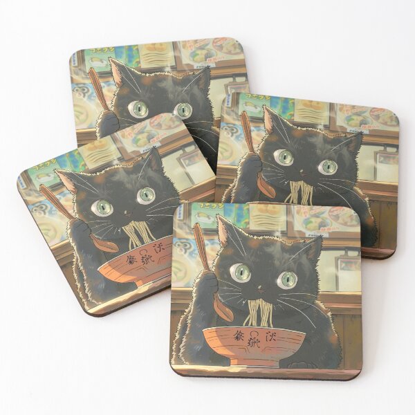 Item preview, Black Cat Eats Ramen designed and sold by funcontour.