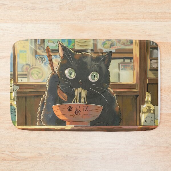Item preview, Black Cat Eats Ramen designed and sold by funcontour.