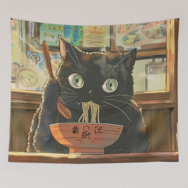 Item preview, Black Cat Eats Ramen designed and sold by funcontour.