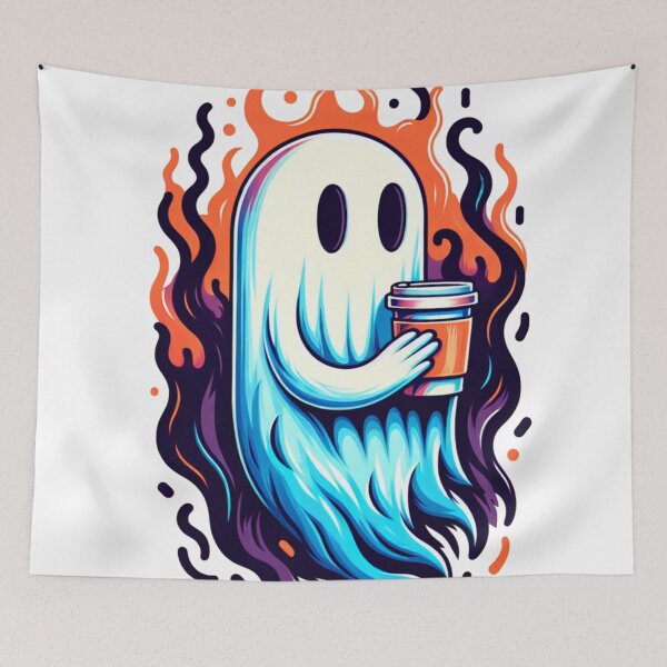 Item preview, Spooky Ghost holding Coffee designed and sold by Travelcases.