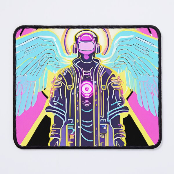 Item preview, Neon-Glowing Cyberpunk Angel T-Shirt - Futuristic Hip God with Electric Halo Art D13 designed and sold by pixelandcrafted.