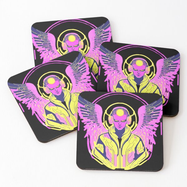 Item preview, Neon-Glowing Cyberpunk Angel T-Shirt - Futuristic Hip God with Electric Halo Art D14 designed and sold by pixelandcrafted.