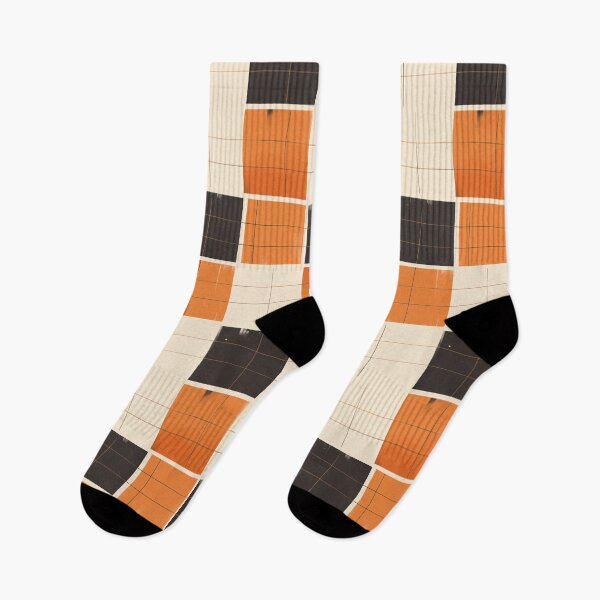 Item preview, Textile pattern composed of orange and black squares designed and sold by kusamono-art.