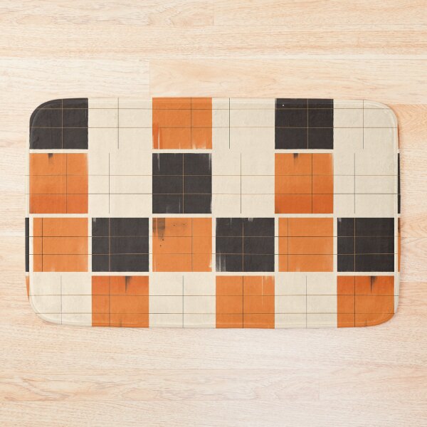 Item preview, Textile pattern composed of orange and black squares designed and sold by kusamono-art.