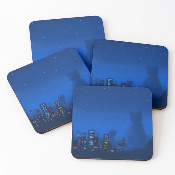 Item preview, Blue hour kitten cityscape designed and sold by Artygirl34.