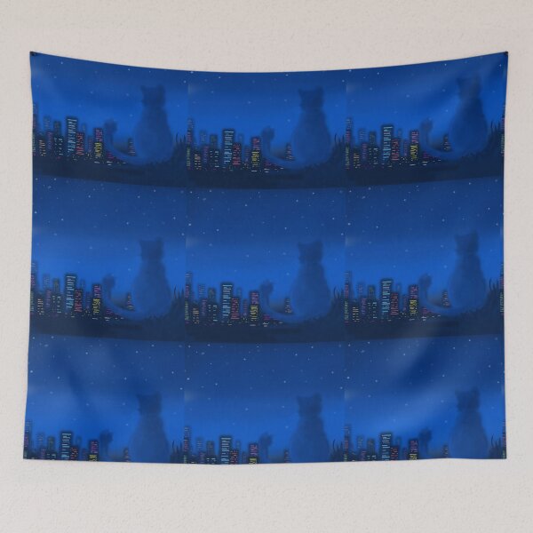 Item preview, Blue hour kitten cityscape designed and sold by Artygirl34.