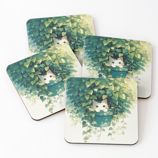 Item preview, Kitty hiding a hanging plant designed and sold by MendaciousMina.