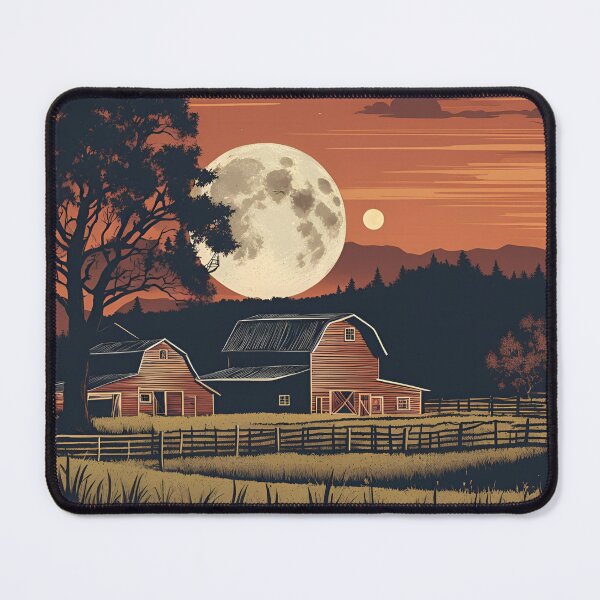 Item preview, Moon over the farmstead designed and sold by NicMacTees.