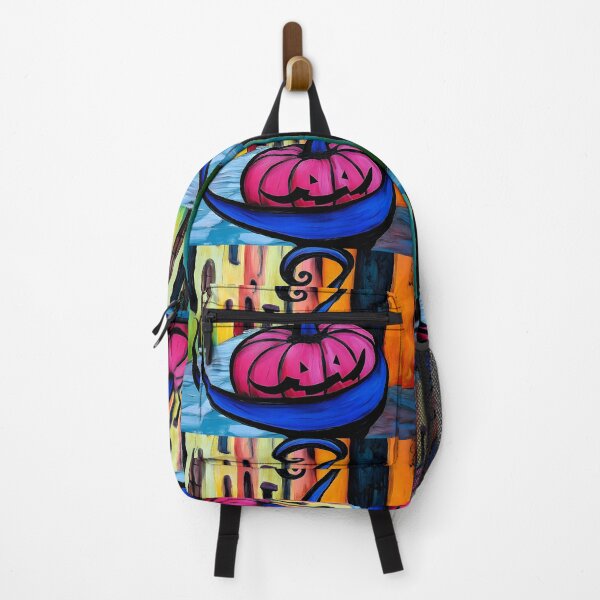 Item preview, Whimsical Jack o Lantern in Vibrant Gothic Quarter Alleyway - Colorful Buildings and Stark Shadows Generative AI designed and sold by OlfactoART Studio.