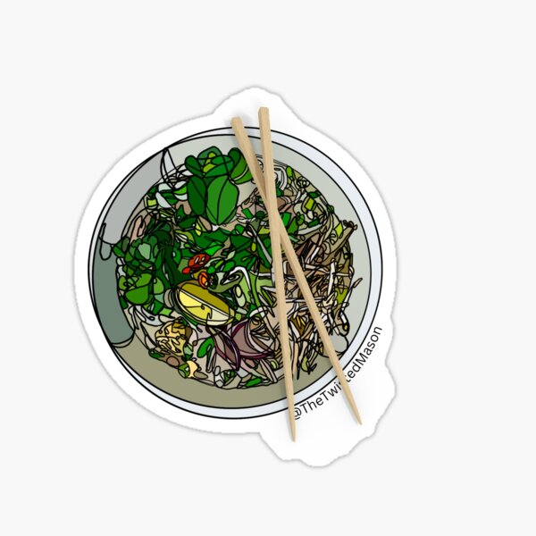 Item preview, Bowl of Pho with Chopsticks Hand-Drawn Digital Design designed and sold by TheTwistedMason.