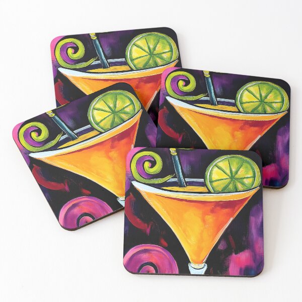 Item preview, Vibrant Halloween Cocktail Art with Yellow-Orange Drink and Lime Garnish - Artistic Swirls AI Generated designed and sold by OlfactoART Studio.
