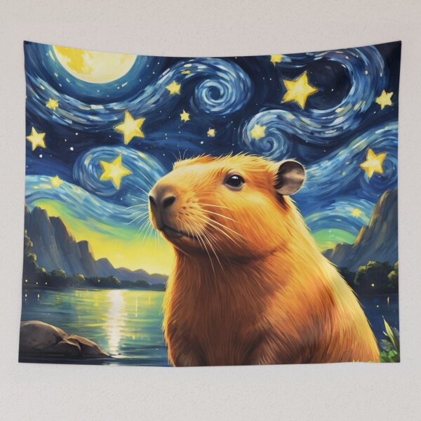 Item preview, Capybara Starry Night Portrait  designed and sold by ChaosReigns91.