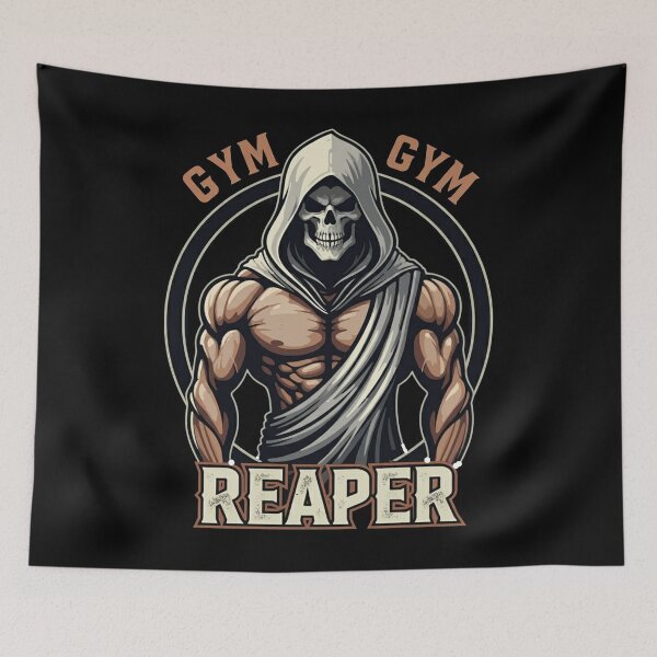 Item preview, Gym Reaper Fitness Halloween Skeleton Workout Bodybuilding  designed and sold by studiopekepeke.