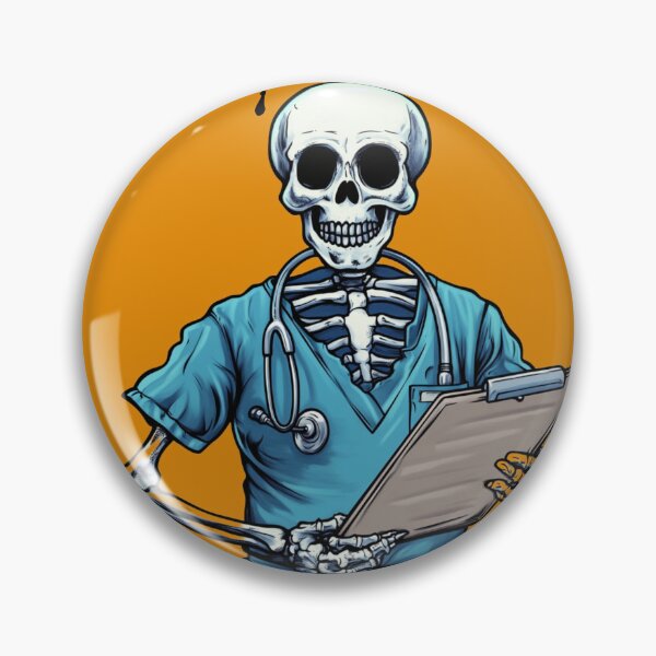 Artikelvorschau, Gruselig wird es in der Notaufnahme, medizinisches Halloween-Skelett entworfen und verkauft von Bliss Find And Design.