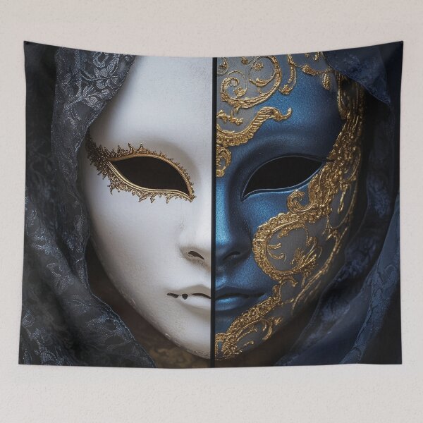 Item preview, Venetian masquerade split mask print designed and sold by dcrc.