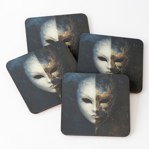 Item preview, venetian masquerade split mask print designed and sold by dcrc.