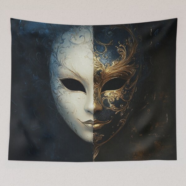 Item preview, venetian masquerade split mask print designed and sold by dcrc.