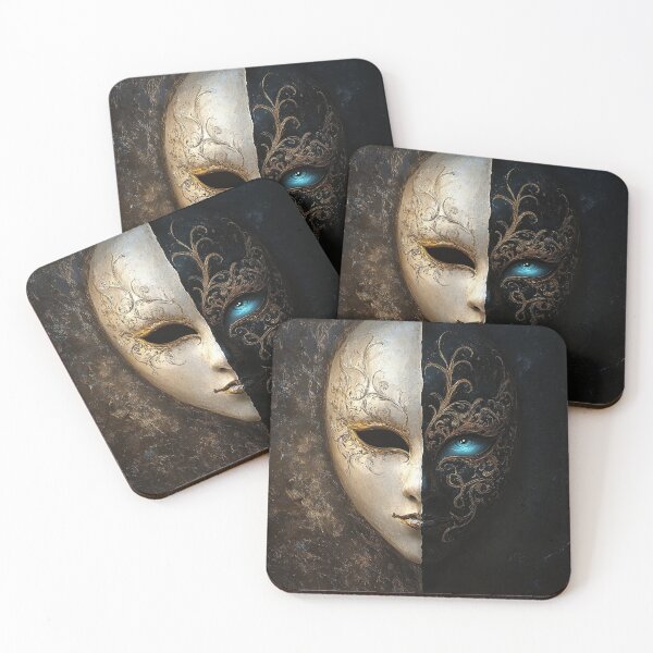 Item preview, venetian masquerade split mask print designed and sold by dcrc.