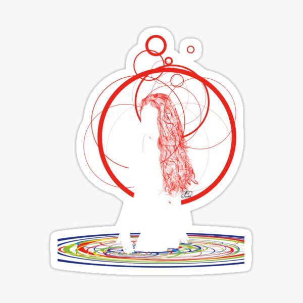 red hair in the water Sticker