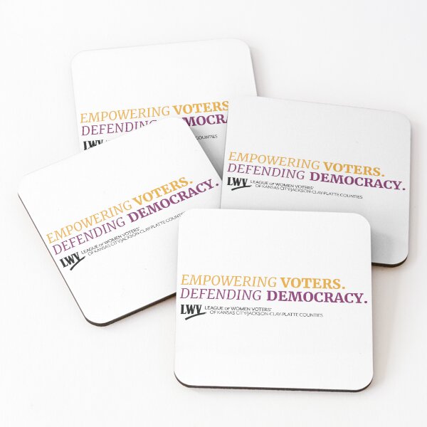 Item preview, Empowering Voters. Defending Democracy. (purple and yellow) designed and sold by LWVKC.