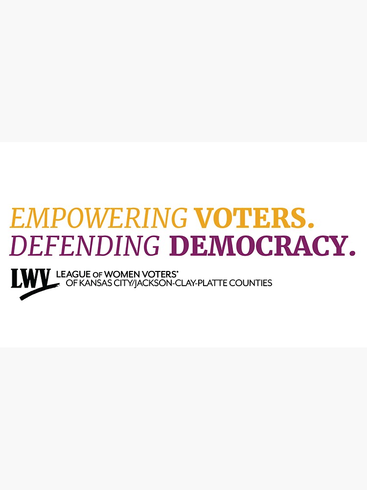 Thumbnail 7 of 7, Cap, Empowering Voters. Defending Democracy. (purple and yellow) designed and sold by LWVKC.