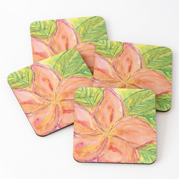 Item preview, Peach Plumeria Alcohol Ink Painting by Debra Zeleznik designed and sold by Debra Zeleznik.
