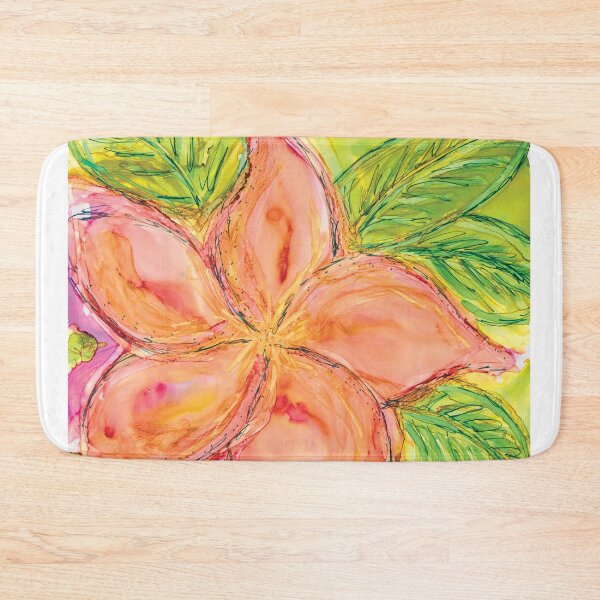 Item preview, Peach Plumeria Alcohol Ink Painting by Debra Zeleznik designed and sold by Debra Zeleznik.