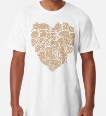 Camiseta larga Amo el corazón de los gatos