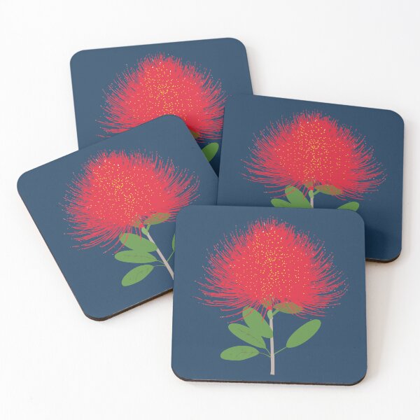 Item preview, Pohutukawa flower blue background designed and sold by Piwakawaka-CA.