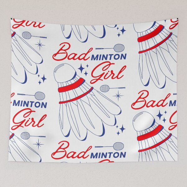Item preview, Bad Girl Badminton Girl - Red on White Version - Funny Puns Sport Woman Racket Shuttlecock designed and sold by Millusti.